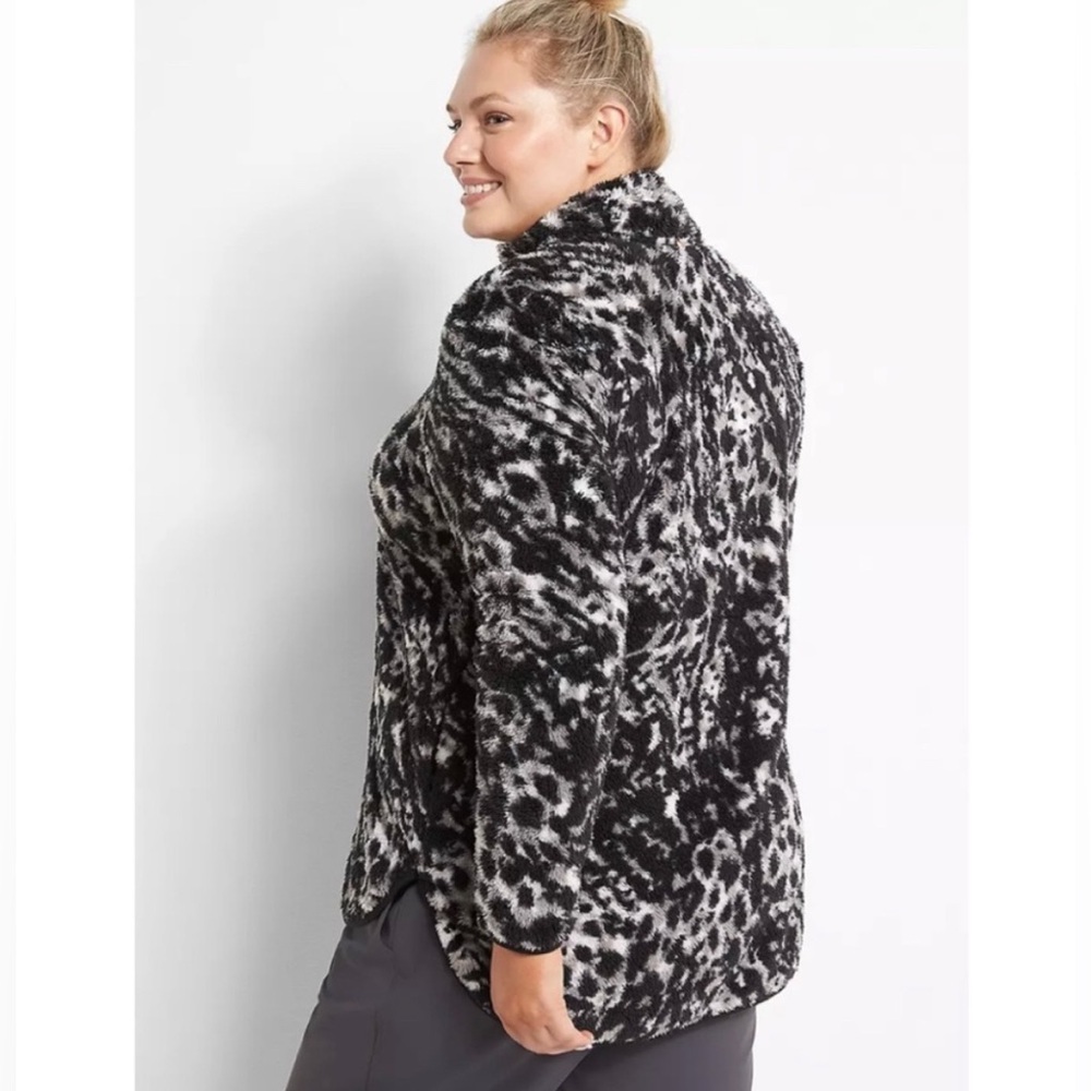 Cozy Sherpa Fleece Quarter Zip Pullover Animal Print Plus 14/16 Livi Streetwear - Picture 4 of 13